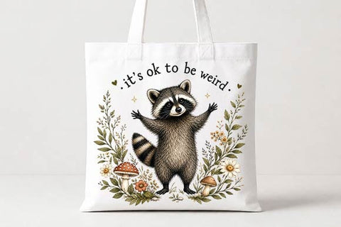 Cute Botanical Raccoon PNG | It's OK to Be Weird Digital Download SVG BillahCrafts 