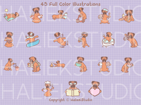 Cute Boxer Dog Color SVG and PNG Design Set SVG HalieKStudio 