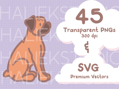 Cute Boxer Dog Color SVG and PNG Design Set SVG HalieKStudio 