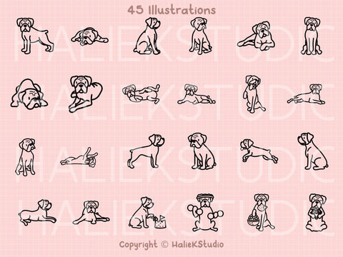 Cute Boxer Dog SVG Design Set SVG HalieKStudio 
