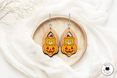 Cute Brown Bear Dangling Earrings Laser Cut SVG Ivy's Creativity House 