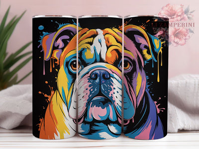 Cute Bulldog Lover Tumbler, Dog Lover, Cute Puppy, Whimsical Art, Playful Design, 20Oz Tumbler, Sublimation Wrap Sublimation Li Zamperini 