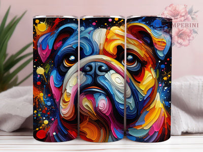 Cute Bulldog Lover Tumbler, Dog Lover, Cute Puppy, Whimsical Art, Playful Design, 20Oz Tumbler, Sublimation Wrap Sublimation Li Zamperini 