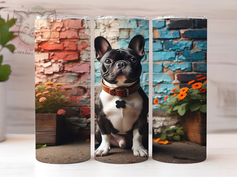 Cute Bulldog Lover Tumbler, Dog Lover Wrap, Cute Bulldog Cup, 20oz Sublimation Wrap, Stylish Dog Design Tumbler, Artistic Bulldog Cup, Pet Bulldog Theme Wrap Sublimation Lara' s Designs 