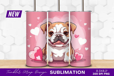 Cute bulldog puppy with hearts illustration Sublimation Regulrcrative 