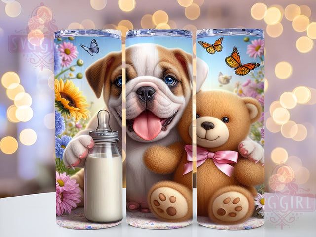 Cute Bulldog Teddy Bear 20oz Tumbler, Bulldog and Teddy Bear Design, 20oz Sublimation Wrap, Dog Lover Gift, Custom Dog Tumbler, Adorable Pet Drinkware, Bulldog Art Decor Sublimation SvggirlplusArt 