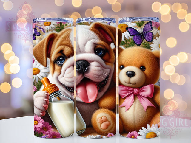 Cute Bulldog Teddy Bear 20oz Tumbler, Bulldog and Teddy Bear Design, 20oz Sublimation Wrap, Dog Lover Gift, Custom Dog Tumbler, Adorable Pet Drinkware, Bulldog Art Decor Sublimation SvggirlplusArt 