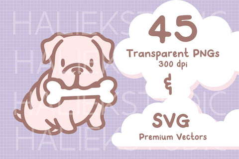Cute Bulldogs Color PNG and SVG Design Set SVG HalieKStudio 