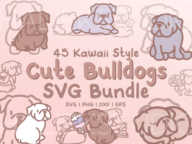 Cute Bulldogs SVG Design Set SVG HalieKStudio 