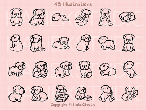 Cute Bulldogs SVG Design Set SVG HalieKStudio 