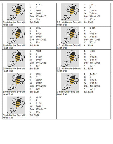 Cute Bumble Bee Heart Machine Embroidery Design – Bee Love Embroidery File Embroidery/Applique DESIGNS PatternFeed8 