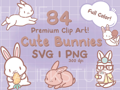 Cute Bunnies Color Clip Art SVG Design Set SVG HalieKStudio 