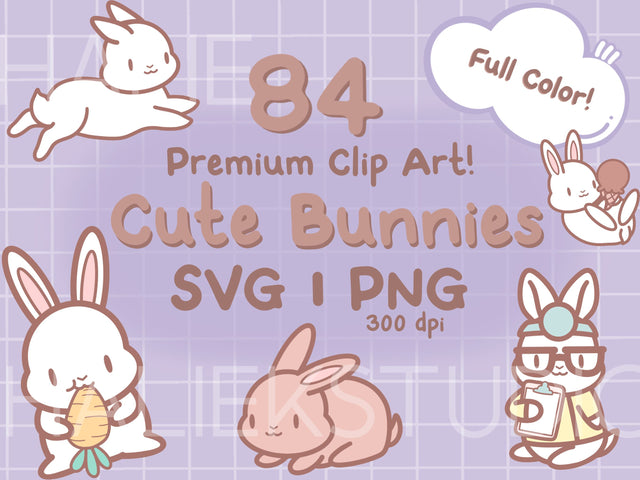 Cute Bunnies Color Clip Art SVG Design Set SVG HalieKStudio 