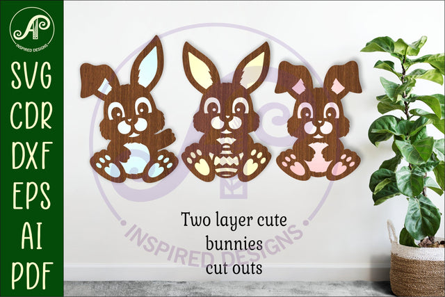 Cute bunnies, SVG laser cut file SVG APInspireddesigns 