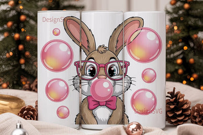 Cute Bunny Bubblegum 20oz Tumbler Sublimation DesignSVG 