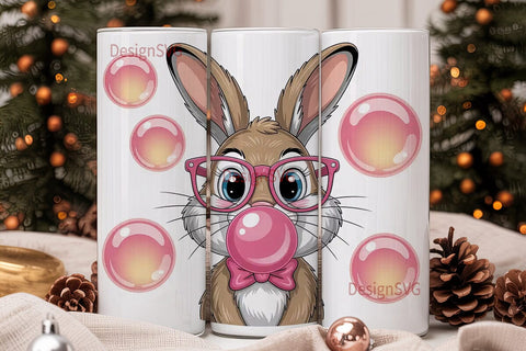Cute Bunny Bubblegum 20oz Tumbler Sublimation DesignSVG 