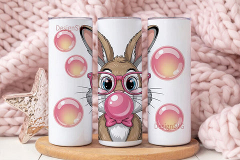 Cute Bunny Bubblegum 20oz Tumbler Sublimation DesignSVG 