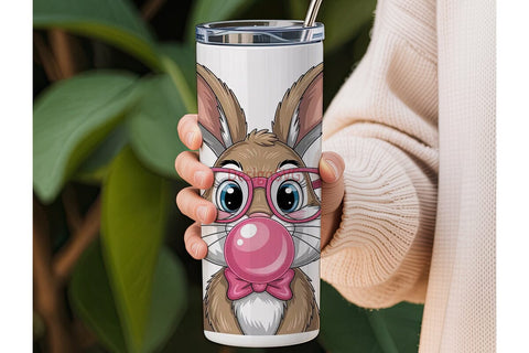 Cute Bunny Bubblegum 20oz Tumbler Sublimation DesignSVG 