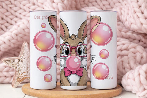 Cute Bunny Bubblegum 20oz Tumbler Sublimation DesignSVG 