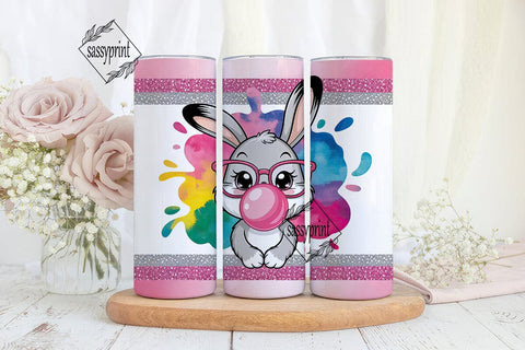 Cute Bunny Bubblegum 20oz Tumbler Sublimation sassyprint 