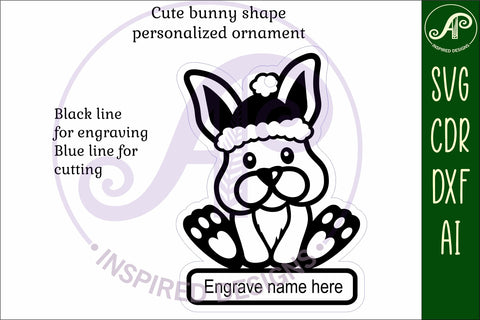 Cute bunny Christmas Ornament SVG laser cut SVG APInspireddesigns 