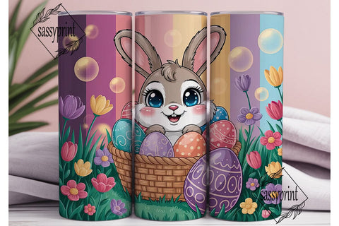 Cute Bunny Easter Eggs Tumbler Wrap Sublimation sassyprint 
