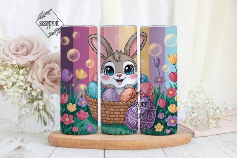 Cute Bunny Easter Eggs Tumbler Wrap Sublimation sassyprint 