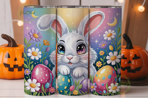 Cute Bunny Easter Garden 20oz Tumbler Sublimation PixelChick 