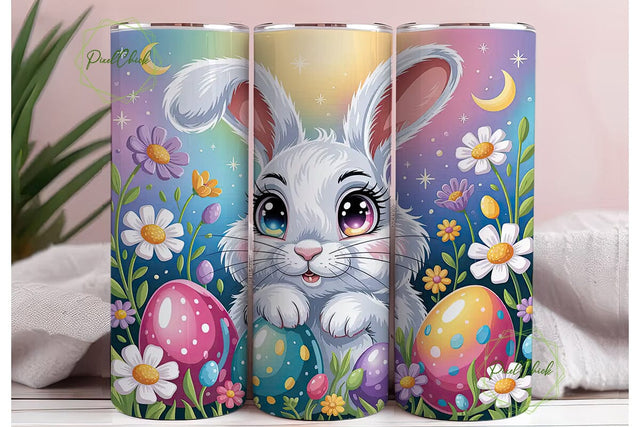 Cute Bunny Easter Garden 20oz Tumbler Sublimation PixelChick 