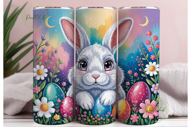 Cute Bunny Easter Garden 20oz Tumbler Sublimation PixelChick 