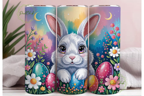 Cute Bunny Easter Garden 20oz Tumbler Sublimation PixelChick 