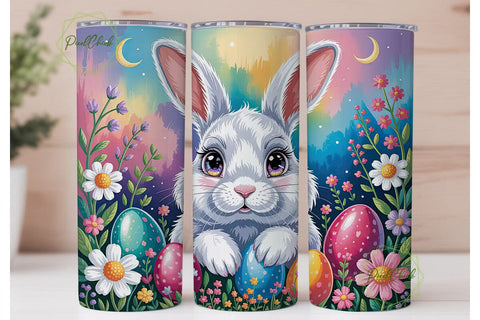 Cute Bunny Easter Garden 20oz Tumbler Sublimation PixelChick 