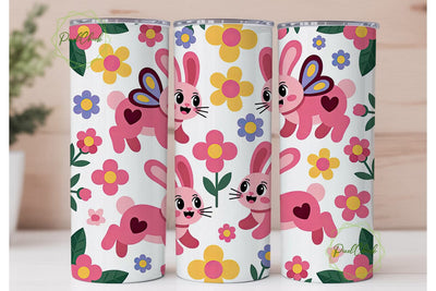 Cute Bunny Easter Tumbler Wrap Sublimation PixelChick 