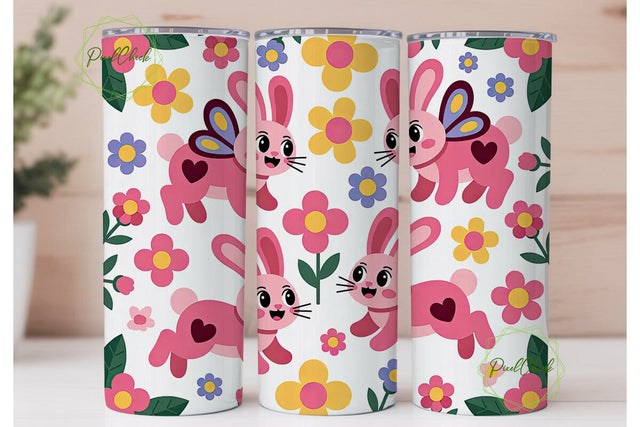 Cute Bunny Easter Tumbler Wrap Sublimation PixelChick 