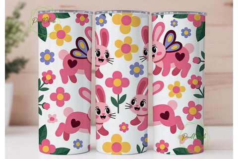 Cute Bunny Easter Tumbler Wrap Sublimation PixelChick 