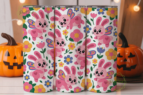 Cute Bunny Easter Tumbler Wrap Sublimation PixelChick 