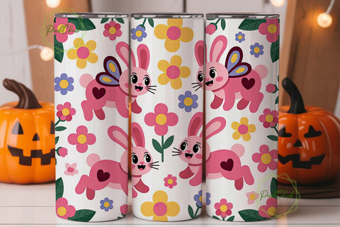 Cute Bunny Easter Tumbler Wrap Sublimation PixelChick 