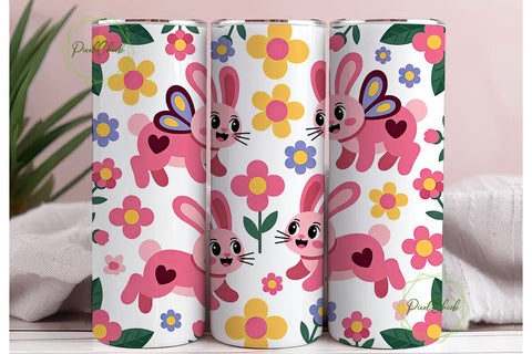 Cute Bunny Easter Tumbler Wrap Sublimation PixelChick 