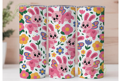 Cute Bunny Easter Tumbler Wrap Sublimation PixelChick 