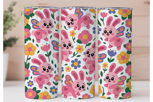 Cute Bunny Easter Tumbler Wrap Sublimation PixelChick 