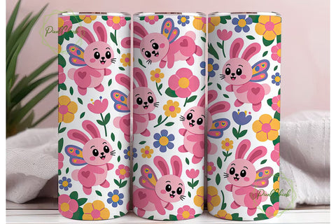 Cute Bunny Easter Tumbler Wrap Sublimation PixelChick 