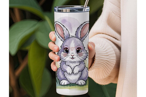 Cute Bunny Floral 20oz Tumbler Wrap Sublimation DesignSVG 