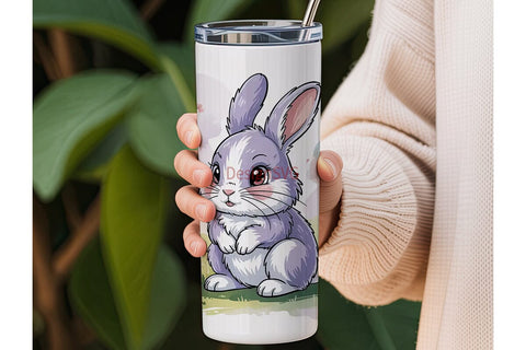 Cute Bunny Floral 20oz Tumbler Wrap Sublimation DesignSVG 