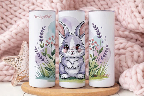 Cute Bunny Floral 20oz Tumbler Wrap Sublimation DesignSVG 