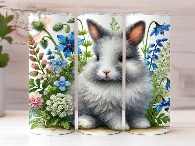 Cute Bunny Flower Spring Easter Tumbler Wrap, Flower Design, 20oz Tumbler, Sublimation Wrap, Spring Drinkware, Easter Gift, Cute Animal Mug Sublimation Lara' s Designs 
