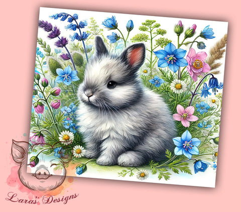 Cute Bunny Flower Spring Easter Tumbler Wrap, Flower Design, 20oz Tumbler, Sublimation Wrap, Spring Drinkware, Easter Gift, Cute Animal Mug Sublimation Lara' s Designs 