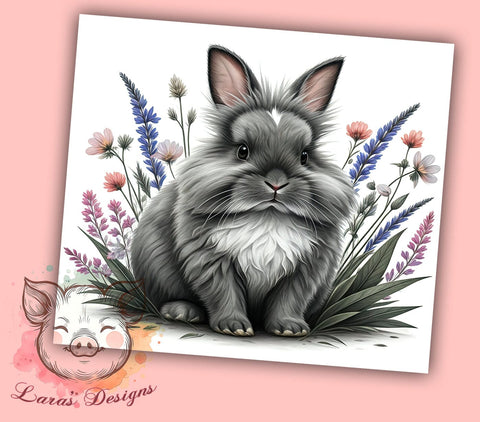 Cute Bunny Flower Spring Easter Tumbler Wrap, Flower Design, 20oz Tumbler, Sublimation Wrap, Spring Drinkware, Easter Gift, Cute Animal Mug Sublimation Lara' s Designs 