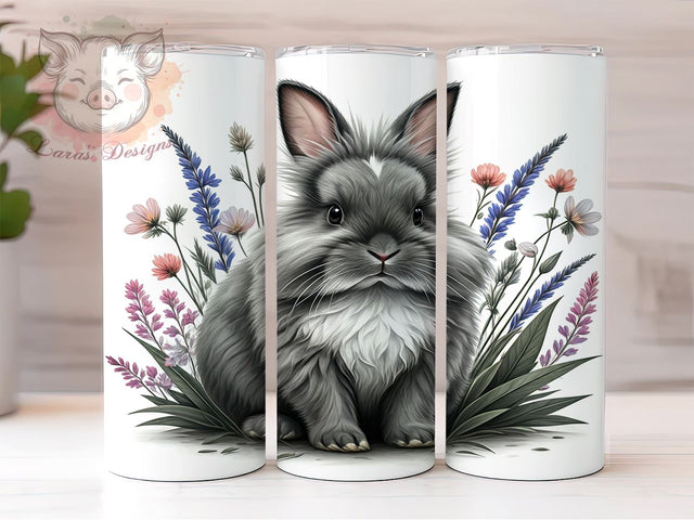 Cute Bunny Flower Spring Easter Tumbler Wrap, Flower Design, 20oz Tumbler, Sublimation Wrap, Spring Drinkware, Easter Gift, Cute Animal Mug Sublimation Lara' s Designs 