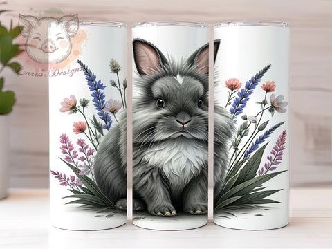 Cute Bunny Flower Spring Easter Tumbler Wrap, Flower Design, 20oz Tumbler, Sublimation Wrap, Spring Drinkware, Easter Gift, Cute Animal Mug Sublimation Lara' s Designs 
