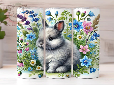 Cute Bunny Flower Spring Easter Tumbler Wrap, Flower Design, 20oz Tumbler, Sublimation Wrap, Spring Drinkware, Easter Gift, Cute Animal Mug Sublimation Lara' s Designs 
